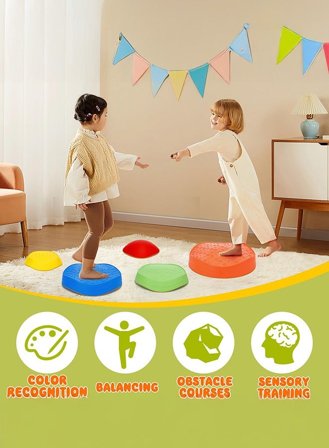 XiuWoo 5PC Stepping Stones for Kids, Non-Slip Rubber & Plastic Balance Toddler Stepping Stones for Children's Coordination Skills, Sensory Toys Obstacle Course for Kids Indoor Outdoor Play - Image 3