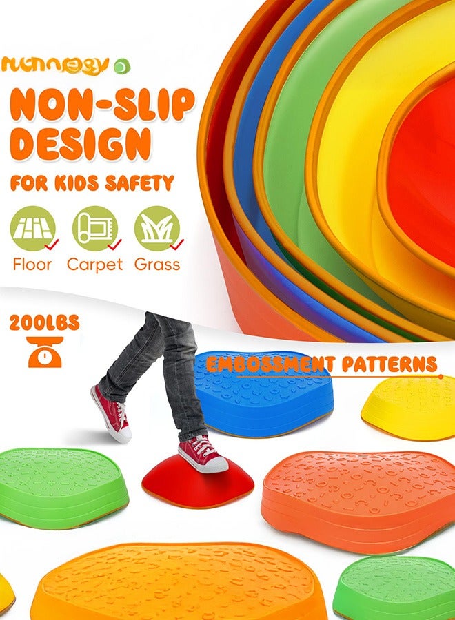 XiuWoo 5PC Stepping Stones for Kids, Non-Slip Rubber & Plastic Balance Toddler Stepping Stones for Children's Coordination Skills, Sensory Toys Obstacle Course for Kids Indoor Outdoor Play - Image 2