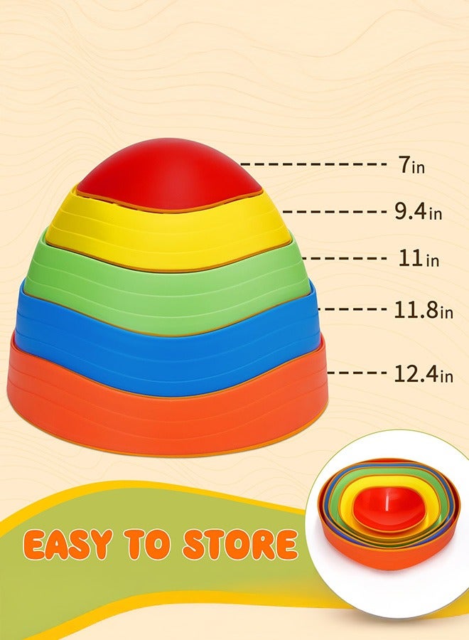 XiuWoo 5PC Stepping Stones for Kids, Non-Slip Rubber & Plastic Balance Toddler Stepping Stones for Children's Coordination Skills, Sensory Toys Obstacle Course for Kids Indoor Outdoor Play - Image 4
