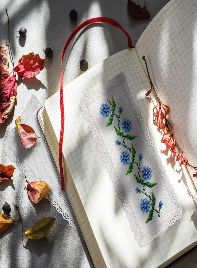 SHINEOFI 12pcs Cross Stitch Bookmark Books Decor Book Decorations Embroidery Kit Cross Stitch Kits Handmade DIY Blank Fabric Embroidery Material Suite White - Image 5