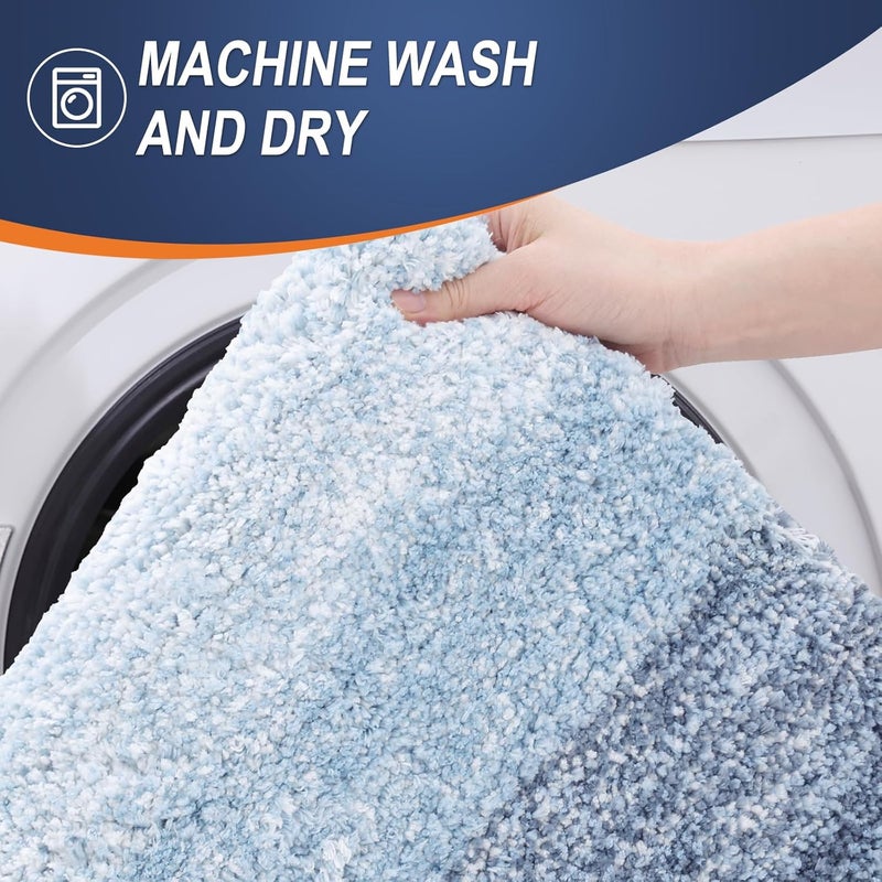 OLANLY Bathroom Rug Mat 36x24, Extra Soft and Absorbent Microfiber Bath Rugs, Non-Slip Plush Shaggy Bath Carpet, Machine Wash Dry, Bath Mats for Bathroom Floor, Tub and Shower, Blue - Image 5