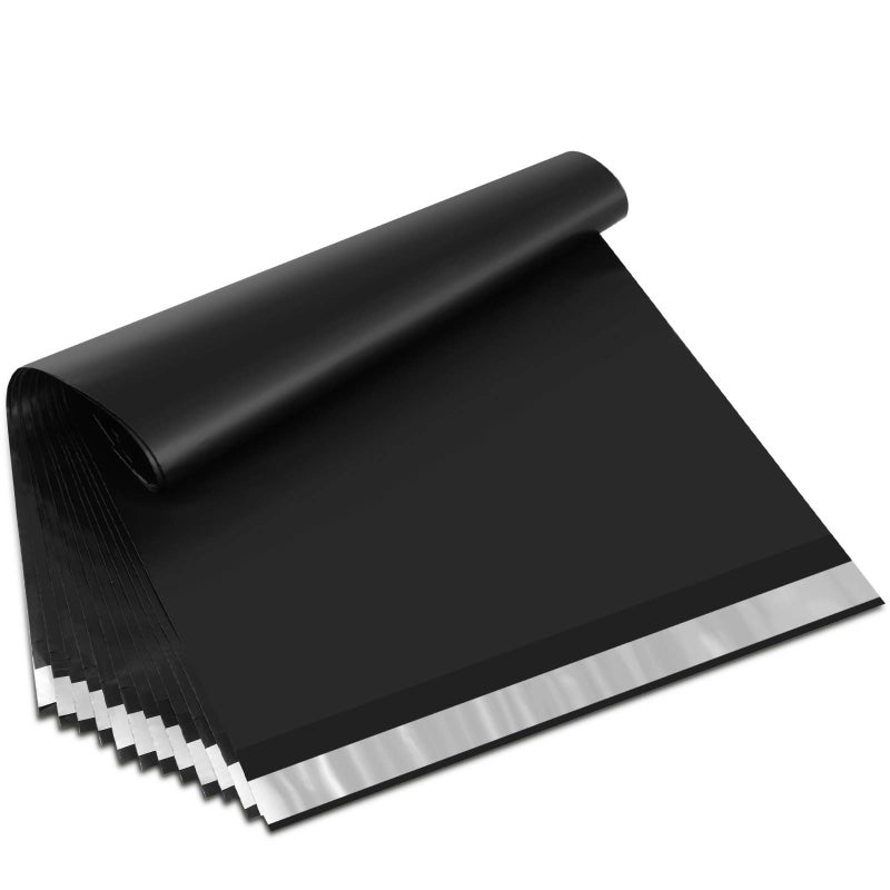 UCGOU Poly Mailers 12x15.5 Inch Black 100 Pack Medium Shipping Bags #5 Strong Thick Mailing Envelopes Self Sealing Adhesive Waterproof and Tear Proof Boutique Packaging Postal for Clothing - Image 1