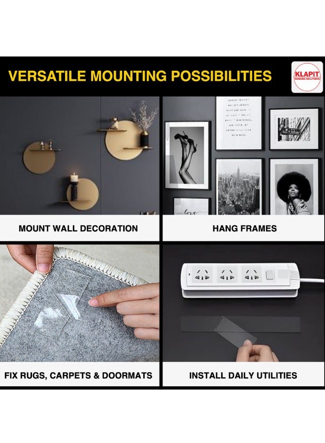 KLAPiT KLAPiT SUPER TAPE Double Sided Tape Heavy Duty Mounting Tape Holds 150 Pounds or 68Kg Weight Using Enhanced Nano Technology. Clear Tape for Wall, Wood, Tile, Stone, Glass, Metal and Acrylic 3m, 2pc  - Image 3