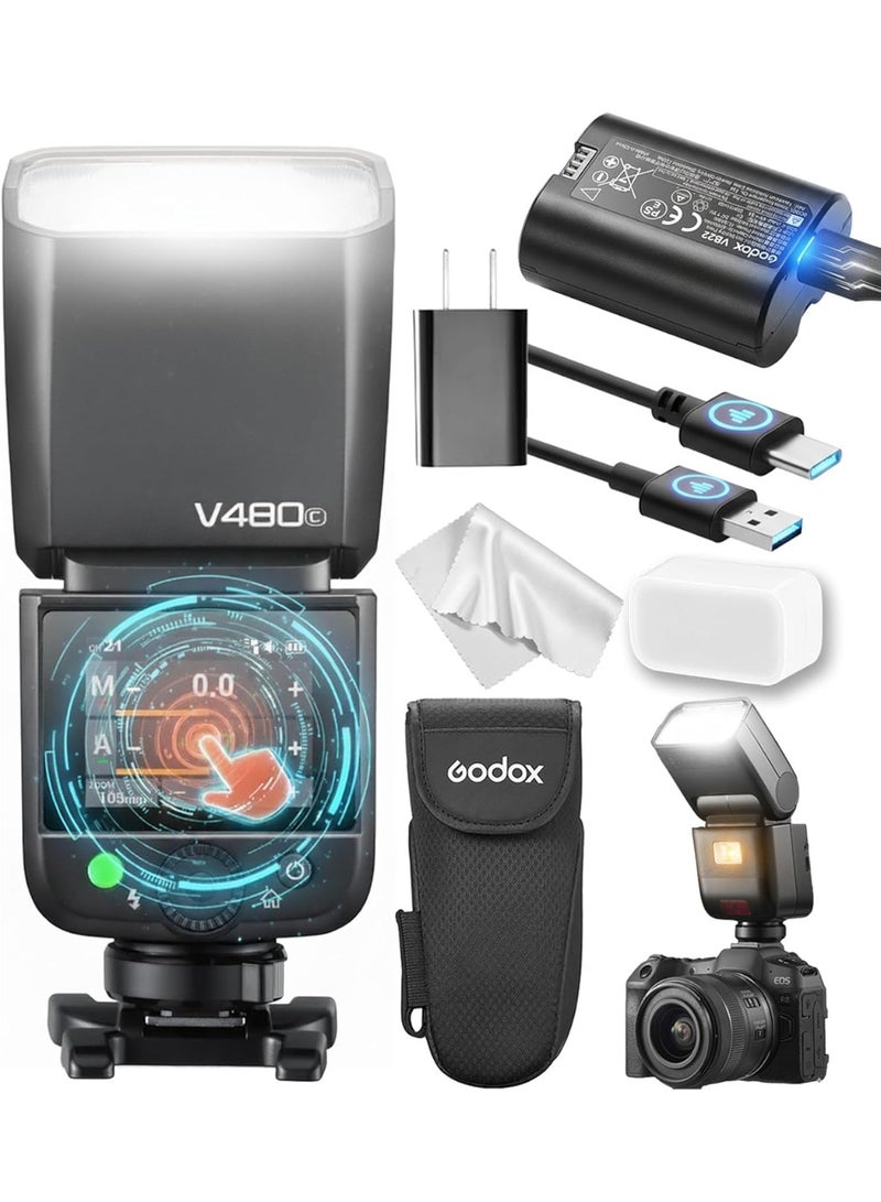 Godox V480C Camera Flash Speedlite, V480 C Touch Screen GODOX Flash, GN50 HSS 1/8000s Sync,Compatible with Canon EOS R RP R5 R6 R5 Mark II 90D R6 Mark II 750D 5D Mark IV M50 M3 6D Mark II - Image 1