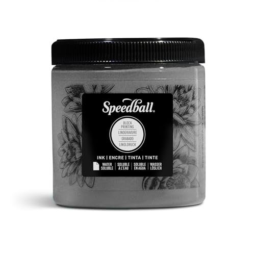 Speedball 3815 Water Soluble Block Printing Ink Bold Color With Satin Finish AP Nontoxic 8 Fl Oz Pewter