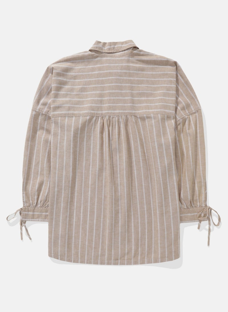 امريكان ايجل قميص بأكمام مربوطة كبير الحجم من مزيج الكتان - Image 2