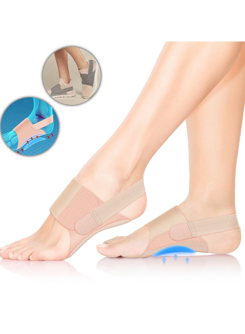 ماسكابوني دعامات دعم قوس القدمين لتخفيف التهاب اللفافة الأخمصية، دعامة قوس مطورة غير قابلة للارتداء ومانعة للانزلاق، دعامة تقويم مدمجة وأشرطة قابلة للتعديل، وسادات جل للقدم المسطحة العالية والساقطة للجنسين - Image 1