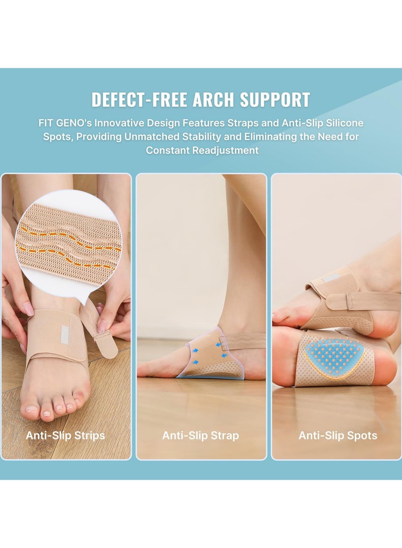 ماسكابوني دعامات دعم قوس القدمين لتخفيف التهاب اللفافة الأخمصية، دعامة قوس مطورة غير قابلة للارتداء ومانعة للانزلاق، دعامة تقويم مدمجة وأشرطة قابلة للتعديل، وسادات جل للقدم المسطحة العالية والساقطة للجنسين - Image 2