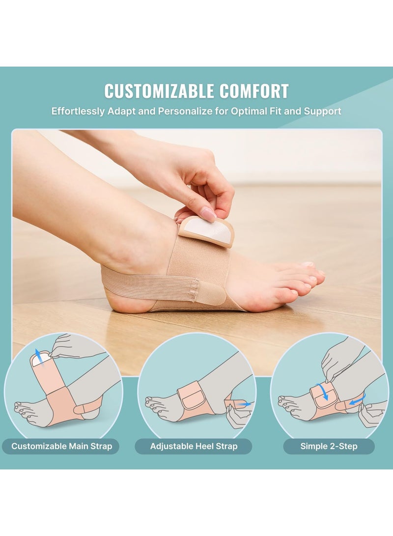 ماسكابوني دعامات دعم قوس القدمين لتخفيف التهاب اللفافة الأخمصية، دعامة قوس مطورة غير قابلة للارتداء ومانعة للانزلاق، دعامة تقويم مدمجة وأشرطة قابلة للتعديل، وسادات جل للقدم المسطحة العالية والساقطة للجنسين - Image 4