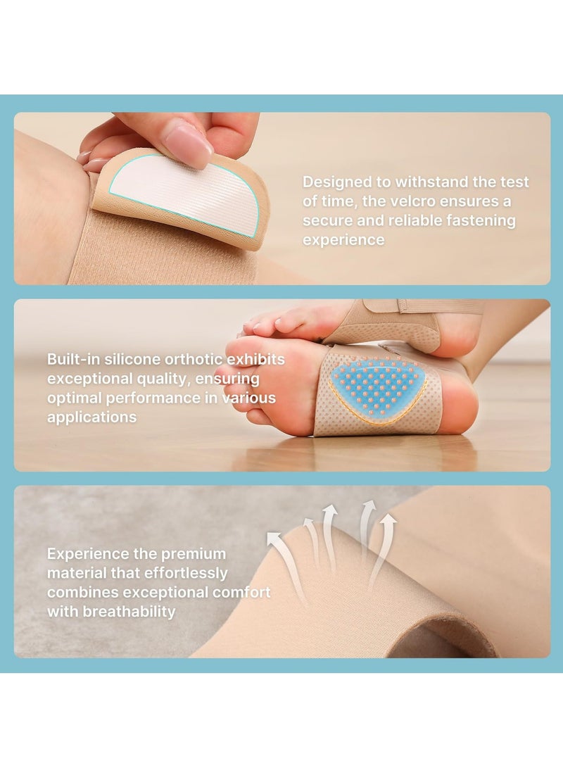 ماسكابوني دعامات دعم قوس القدمين لتخفيف التهاب اللفافة الأخمصية، دعامة قوس مطورة غير قابلة للارتداء ومانعة للانزلاق، دعامة تقويم مدمجة وأشرطة قابلة للتعديل، وسادات جل للقدم المسطحة العالية والساقطة للجنسين - Image 5