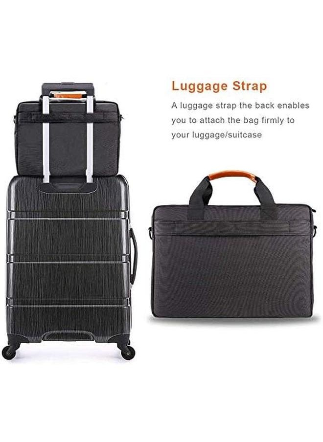 iCozzier - 15 15.6 Inch Multi Pocket Laptop Sleeve Briefcase Large Capacity Shoulder Bag Electronic Accessories Organizer Waterproof Messenger Carrying Case Black - Image 1