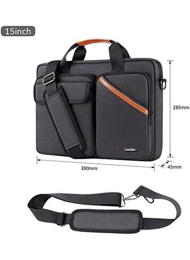 iCozzier - 15 15.6 Inch Multi Pocket Laptop Sleeve Briefcase Large Capacity Shoulder Bag Electronic Accessories Organizer Waterproof Messenger Carrying Case Black - Image 1