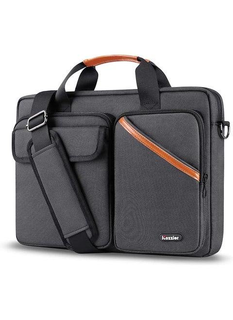 15 15.6 Inch Multi Pocket Laptop Sleeve Briefcase Large Capacity Shoulder Bag Electronic Accessories Organizer Waterproof Messenger Carrying Case Black