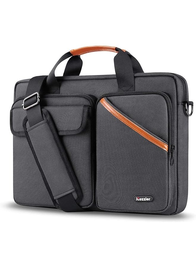 iCozzier - 15 15.6 Inch Multi Pocket Laptop Sleeve Briefcase Large Capacity Shoulder Bag Electronic Accessories Organizer Waterproof Messenger Carrying Case Black - Image 1