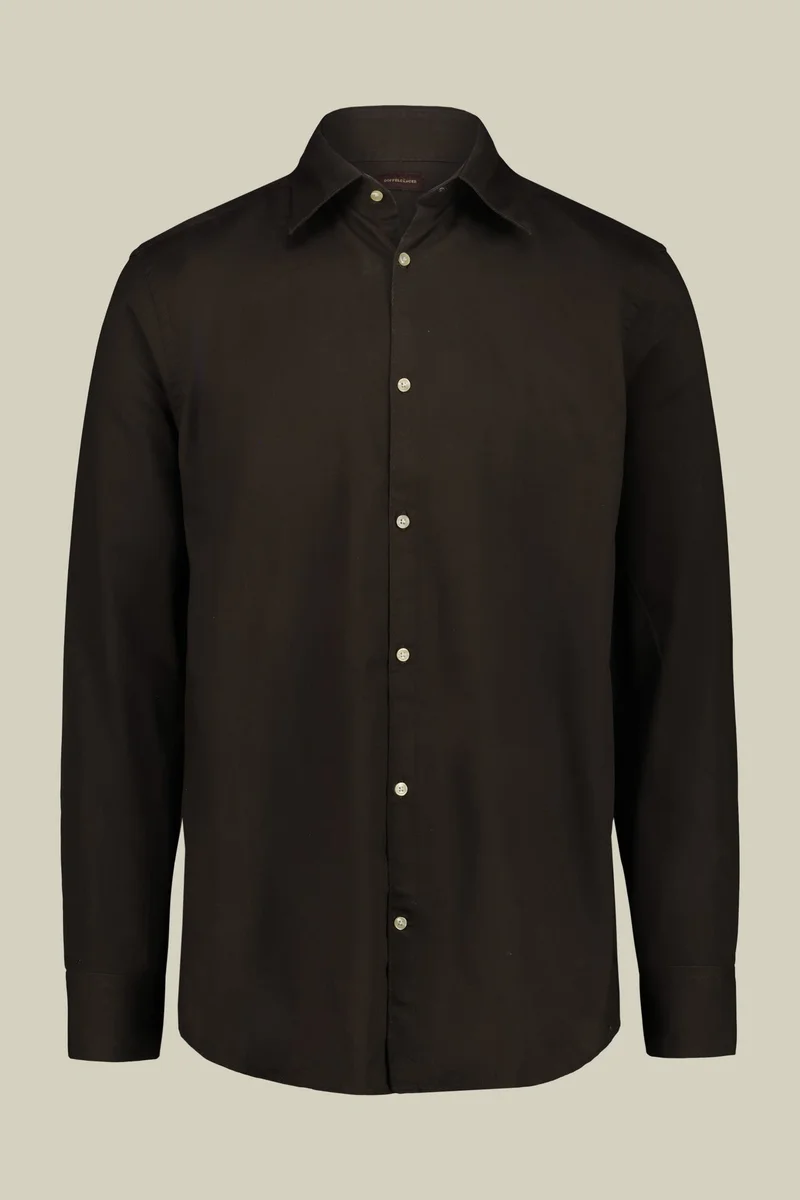 Doppelganger Brown Men's casual shirt with classic collar in 100% cotton gabardine fabric comfort fit - Dk Brown for Men | Best Price UAE