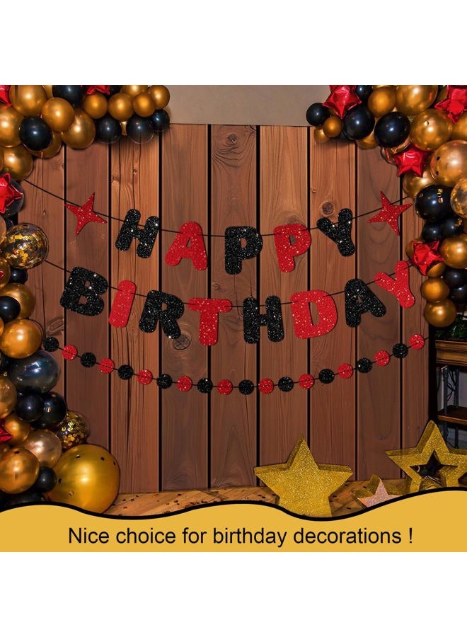 JNXCYQ Red and Black Happy Birthday Banner Glitter Garland for Black and Red Decorations Happy Birthday Decorations for Women Men Boys Girls 25st 30st 40st 50th 60st Party Decor - Image 4