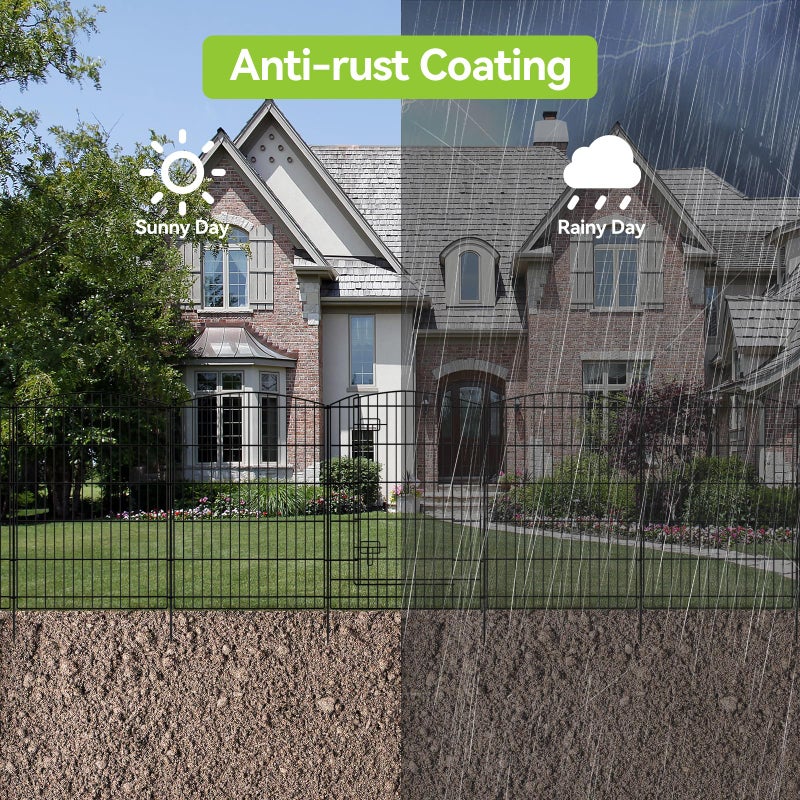 INJOPEXI Decorative Garden Fence 6 Panels 13ft (L)Ã—36in (H) Animal Barrier Fences with 5 Panels + 1 Gate, No Dig Garden Fencing Rustproof Metal Wire Temporary Rabbit Dog Fence for Patio Outdoor Yard - Image 4