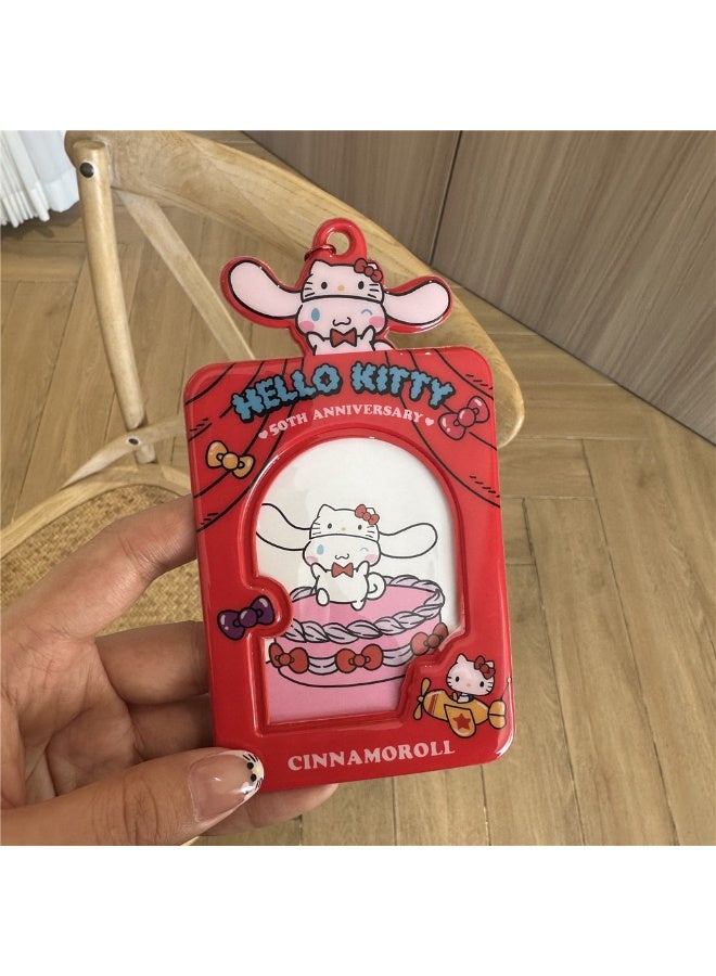NIBEMINENT 1 - Piece Sanrio Katie Cat Kpop Photo Card Holder Pendant Key Chain ID Badge Holder ID Card Holder Photo Card Protector for School ID Office ID Access Card for Women Girls - Image 1