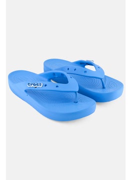 crocs Women Classic Platform Slip On Slipper, Blue  - Image 1