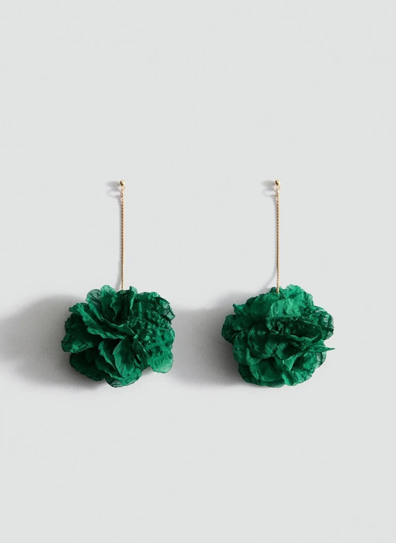 MANGO Woven Hanging Flower Earrings