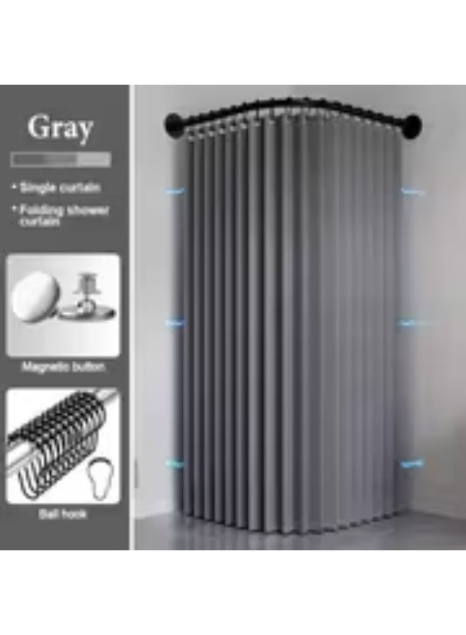 erorex Foldable Gray Privacy Shower Curtain with Grommet Holes, Black Hook Holes, Wave Fold, Machine Washable All-Season, High-Quality Shower Curtain with Hook Accessories. Home Decor, Suitable for Bathroom, Cabinet Partition, Toilet, etc, Cabinet Divider - Image 1