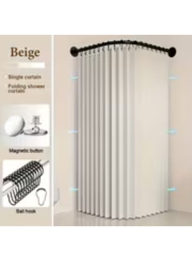 erorex Foldable Gray Privacy Shower Curtain with Grommet Holes, Black Hook Holes, Wave Fold, Machine Washable All-Season, High-Quality Shower Curtain with Hook Accessories. Home Decor, Suitable for Bathroom, Cabinet Partition, Toilet, etc, Cabinet Divider - Image 3