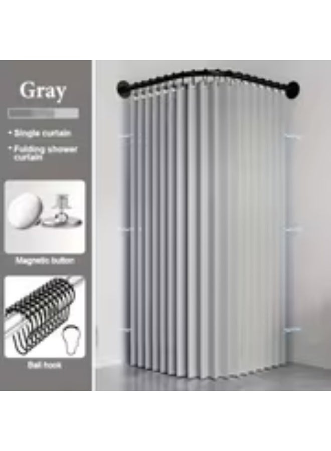 erorex Foldable Gray Privacy Shower Curtain with Grommet Holes, Black Hook Holes, Wave Fold, Machine Washable All-Season, High-Quality Shower Curtain with Hook Accessories. Home Decor, Suitable for Bathroom, Cabinet Partition, Toilet, etc, Cabinet Divider - Image 4