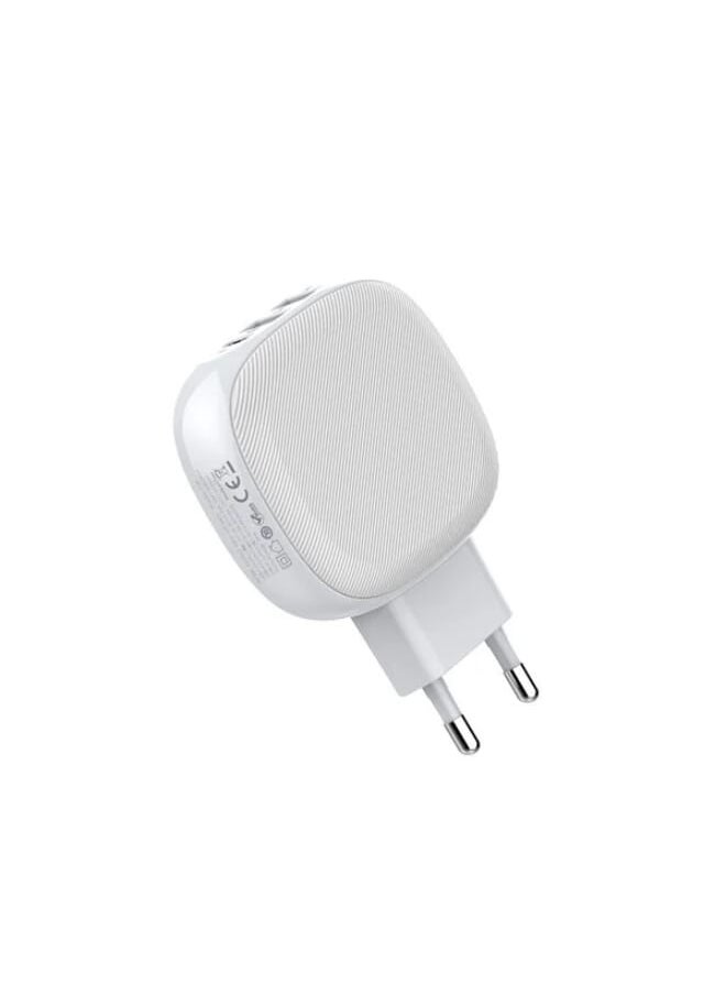 A3510Q High Quality EU Plug Travel Charger Dual USB Port & 1 Type-C Port 32W With Type-C To Lightning Cable - White