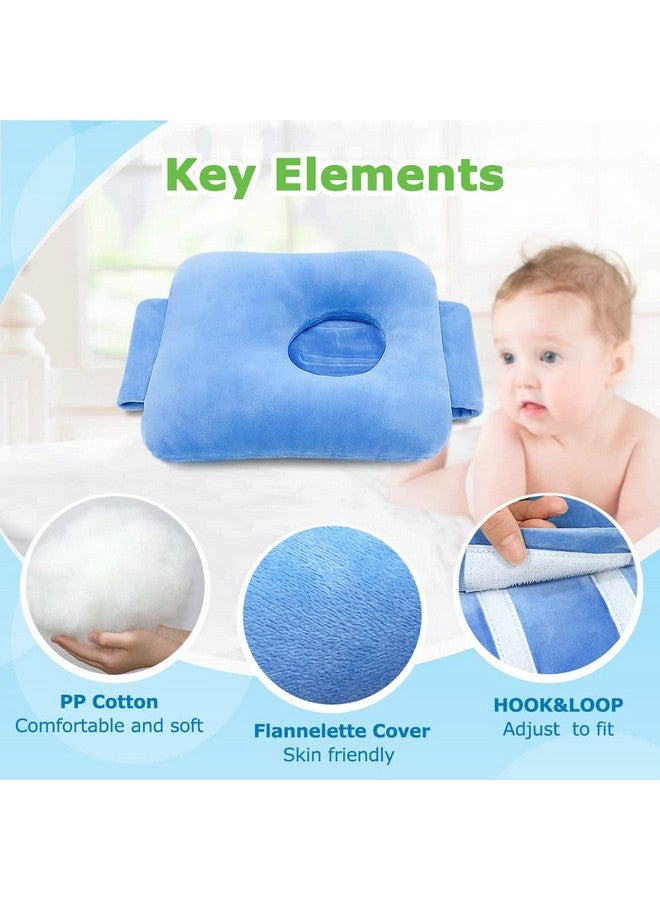 G Tube Tummy Time Pillow for Baby Feeding Tube Belt Pad Pillow with A Hole for Infant Children Kid Adjustable Hook & Loop Closure, Blue, 25*23*2cm  - Image 2