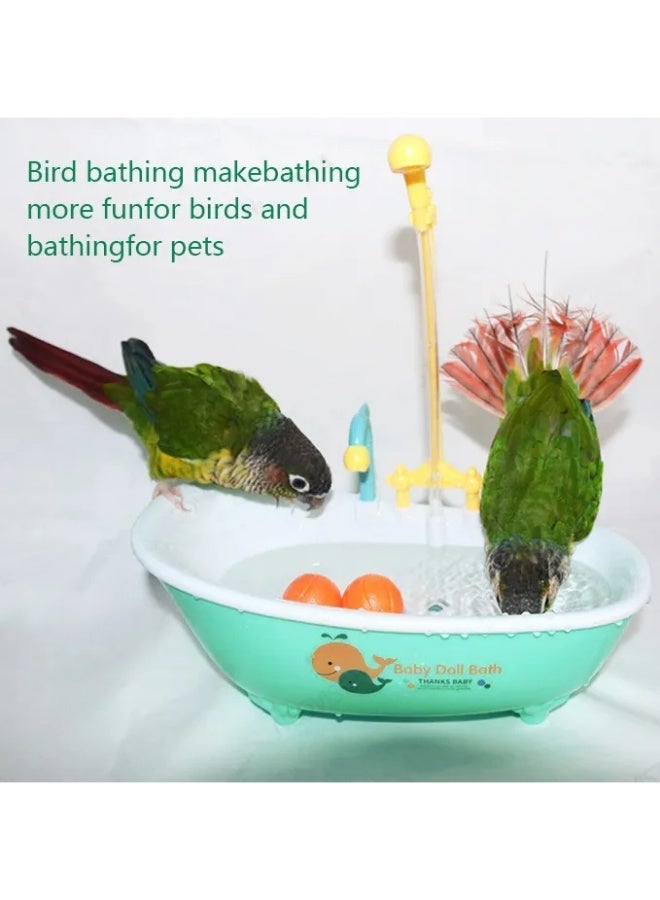Electric Bird Bathtub with Automatic Shower, Recirculating Water Tub for Parrots and Small Birds, Interactive Bathroom Accessory with Faucet and Sprayer, Training and Cleaning Toy - Image 2