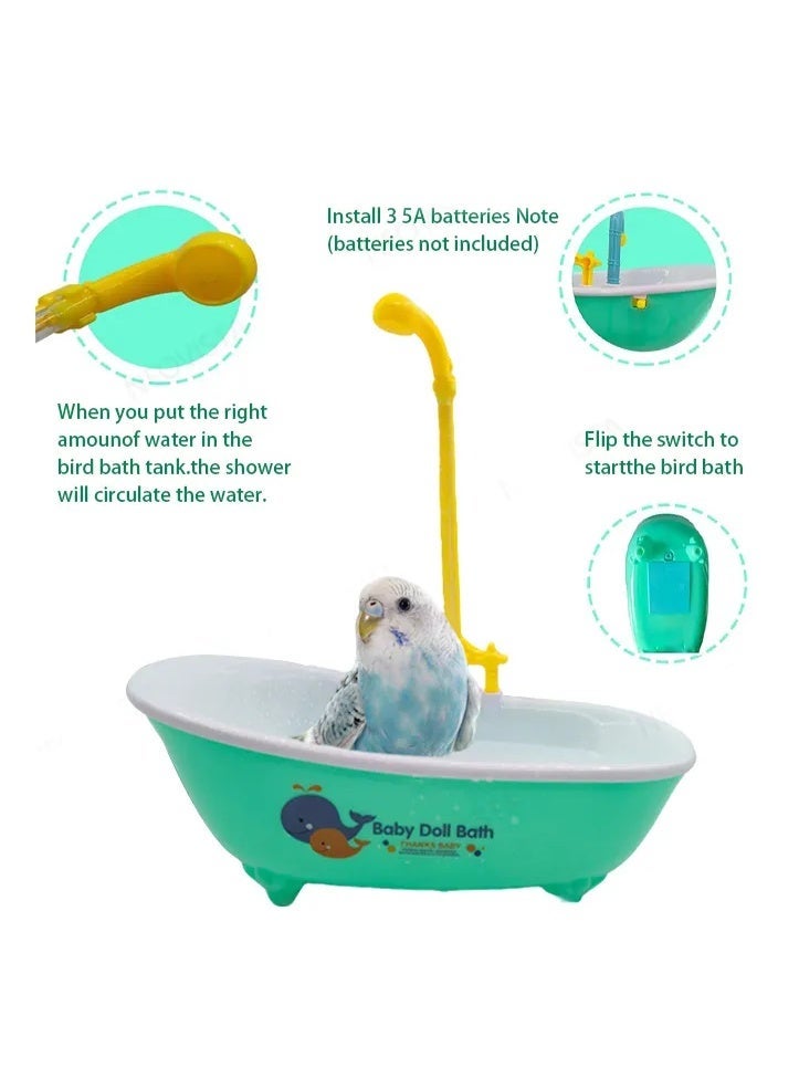 Electric Bird Bathtub with Automatic Shower, Recirculating Water Tub for Parrots and Small Birds, Interactive Bathroom Accessory with Faucet and Sprayer, Training and Cleaning Toy - Image 3