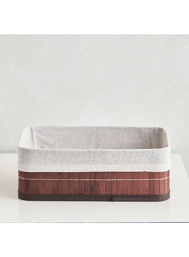 Home Box Knock Down Bamboo Collapsible Medium Storage Basket 29 x 10 x 19 cm