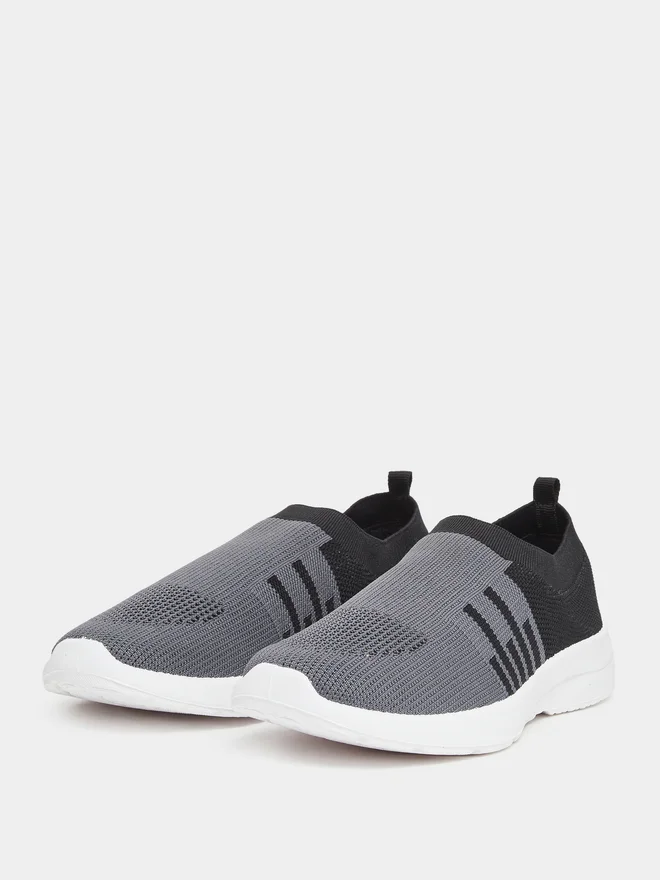 Styli Men Grey Mesh Slip-On Shoes
