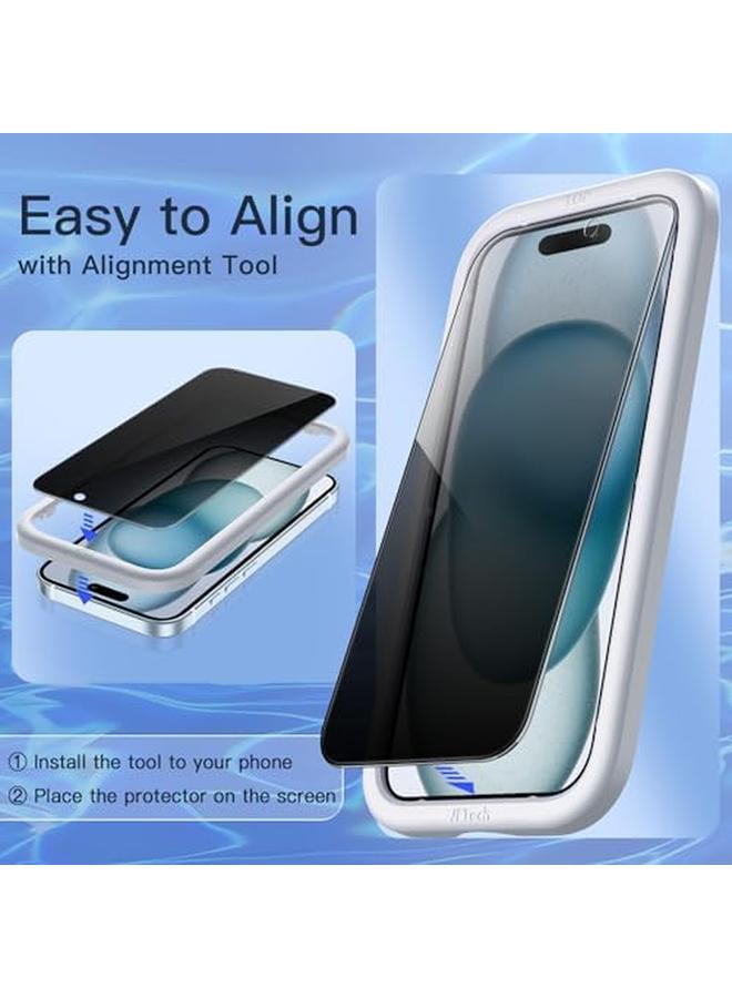 جي تيك واقي شاشة الخصوصية لهاتف آيفون 15 بلس مقاس 6.7 بوصة من الزجاج المقوى المضاد للتجسس مع أداة تثبيت سهلة، عبوتان - Image 5