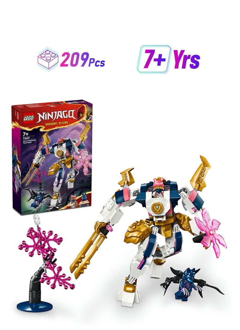 ليغو آلي التكنولوجيا الأساسي الخاص بسورا 71807 من LEGO® NINJAGO®‎‎، مجموعة لعبة مغامرة للأطفال مع شخصية قابلة للتخصيص وشخصية سورا صغيرة، هدية نينجا للصبيان والبنات الذين تبلغ أعمارهم 7 سنوات أو أكثر (209 قطعة)  - Image 1