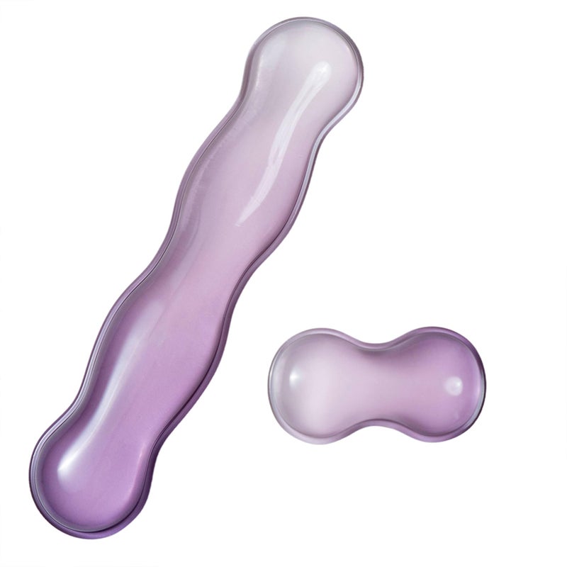 Sumgsn Ergonomic Gel Keyboard And Mouse Wrist Rest Set - Clear Wrist Rest For Computer Keyboard 60%/68%/75%  Comfort & Support For Typing And Gaming (Grey Purple) - Image 1