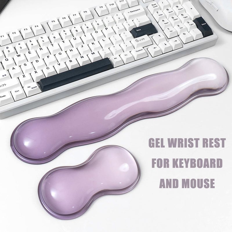 Sumgsn Ergonomic Gel Keyboard And Mouse Wrist Rest Set - Clear Wrist Rest For Computer Keyboard 60%/68%/75%  Comfort & Support For Typing And Gaming (Grey Purple) - Image 5