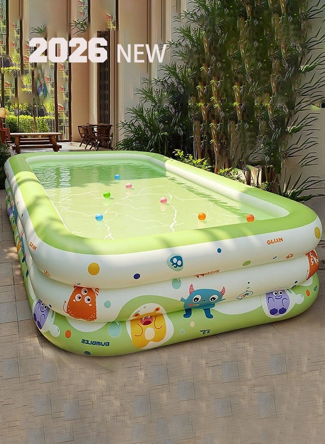 Inflatable Pool for Kids and Adults, 210X140X56CM Thickened Family Swimming Pool for Toddlers, Outdoor, Garden, Backyard, Summer Water Party - Image 1