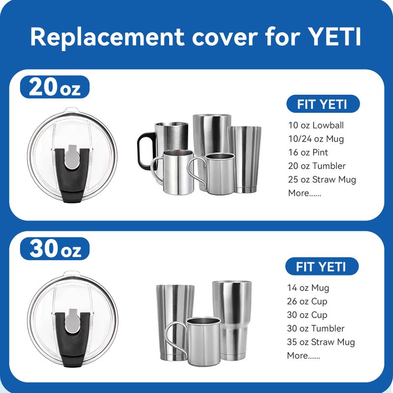 Prurex 30 Oz Tumbler Lids, Replacement Lids for 30oz Yeti Rambler, Ozark Trail and More, BPA Free, 30 OZ Tumbler and 40 OZ Silver Buffalo, Cup Cover (Black 2Pack) - Image 5