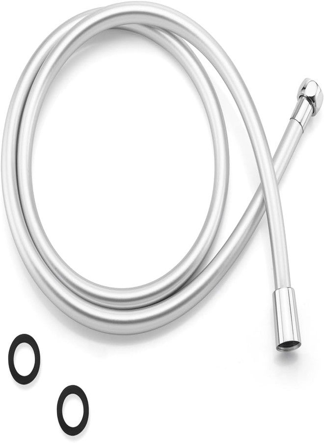 JIALTO PVC Smooth Shower Hose Replacement, Extra Long 1.5 Meter Flexible PVC Shower Hose for Handheld Shower, Long Shower Head Hose Extension, Shower Hoses Extender (SILVER) - Image 1
