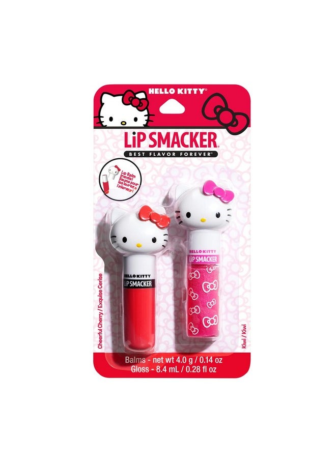 Lip Smacker Lip Smacker Lippy Pals Swirls, Sanrio Hello Kitty, Flavored Moisturizing & Smoothing Soft Shine Lip Balm, Hydrating & Protecting Fun Tasty Glossy Finish, Cruelty-Free & Vegan - Cheerful Cherry, Kiwi  - Image 1