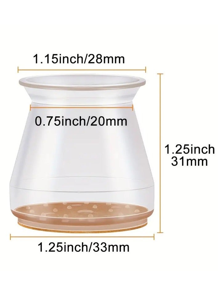 Fasola 24 Pcs Chair Leg Floor Protectors, Furniture Felt Pads Silicone Covers Caps for Chairs,Chair Leg Protectors for Hardwood Floors (Clear/Brown) - Image 2