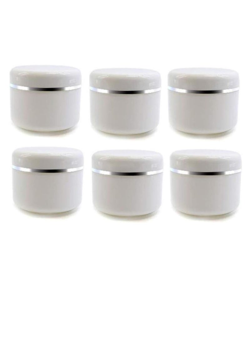 6Pcs Empty Refillable Travel Cosmetic Cream bottles - PP Plastic White Sample Packing Makeup Face Cream Eye Cream Facial Mask Ointment Storage Container Vial Jar Pot (100gm)  - Image 1