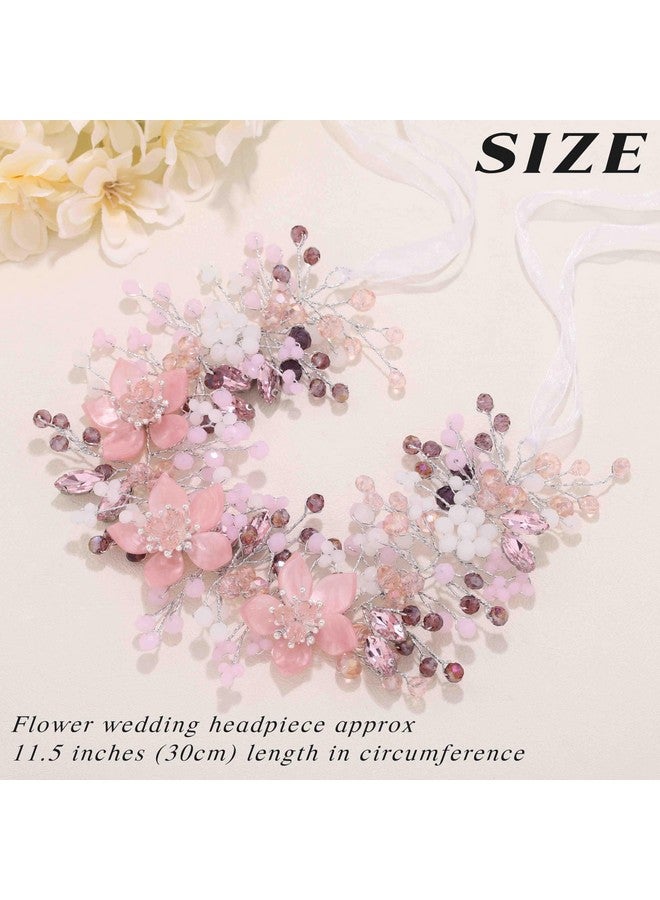 كامبسيس قطعة شعر زفاف من Campsis مصنوعة من اللؤلؤ الفضي وغطاء رأس من الزهور للعروس وحفلات الزفاف وأعياد الميلاد وإكسسوارات شعر الزفاف الكريستالية للفتيات - Image 3