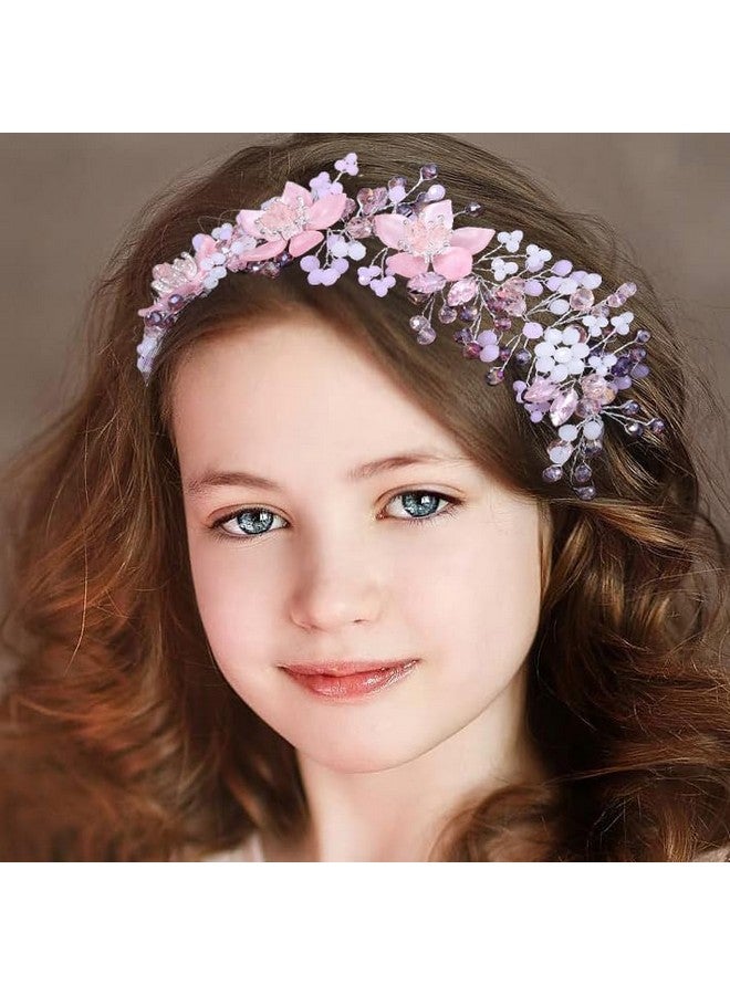 كامبسيس قطعة شعر زفاف من Campsis مصنوعة من اللؤلؤ الفضي وغطاء رأس من الزهور للعروس وحفلات الزفاف وأعياد الميلاد وإكسسوارات شعر الزفاف الكريستالية للفتيات - Image 5