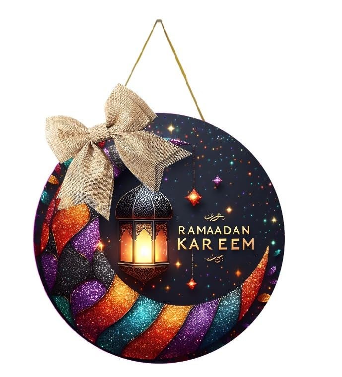 SVM CRAFT® Eid Mubarak Wooden Wall Hanging Planks,Door Hanging Planks| Ramadan Gift|Decoration Item|Living Room|Office|Home Decor|Gift Item|Eid Mubarak White (Black2) - Image 5