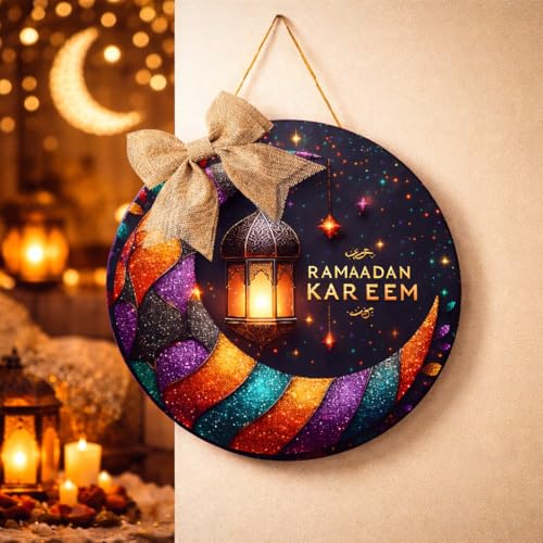 SVM CRAFT® Eid Mubarak Wooden Wall Hanging Planks,Door Hanging Planks| Ramadan Gift|Decoration Item|Living Room|Office|Home Decor|Gift Item|Eid Mubarak White (Black2) - Image 3