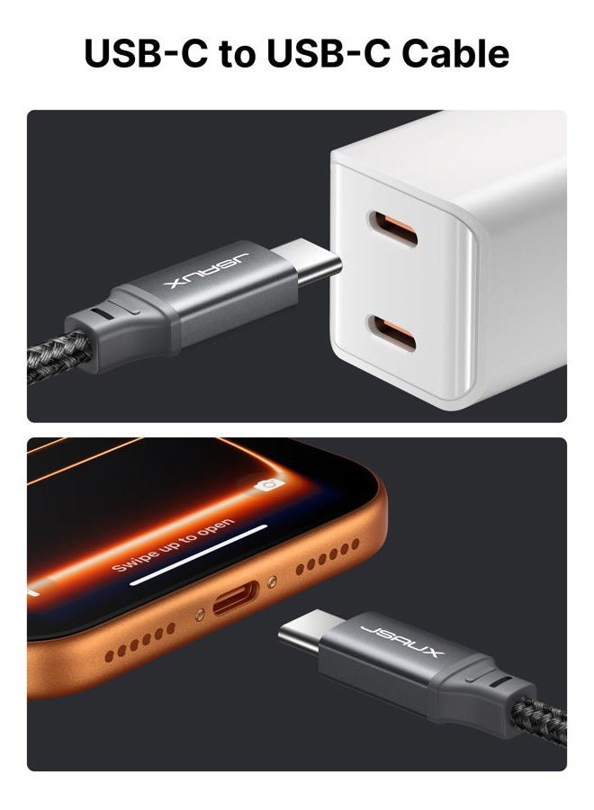 jsaux Type C Cable 2M 100W, USB C to USB C Cable [2 Pack], USB C Cable PD/QC Fast Charge(c to c) Compatible for iPhone 16/Plus/Pro Max/15 Series, MacBook, iPad mini 6/Pro, S23/S24 Ultra, Pixel-Grey - Image 5