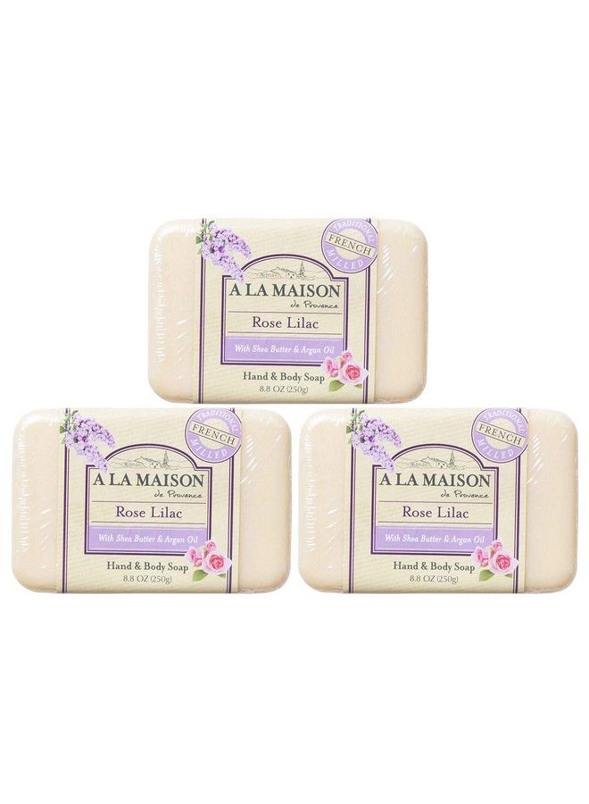A La Maison صابون اليدين الطبيعي المرطب برائحة الورد والليلك المطحون ثلاث مرات (قطعة واحدة من الصابون 88 أونصة) - Image 1