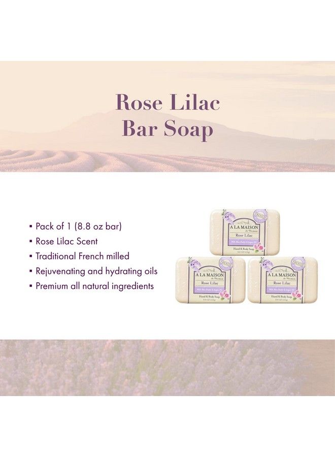 A La Maison صابون اليدين الطبيعي المرطب برائحة الورد والليلك المطحون ثلاث مرات (قطعة واحدة من الصابون 88 أونصة) - Image 3